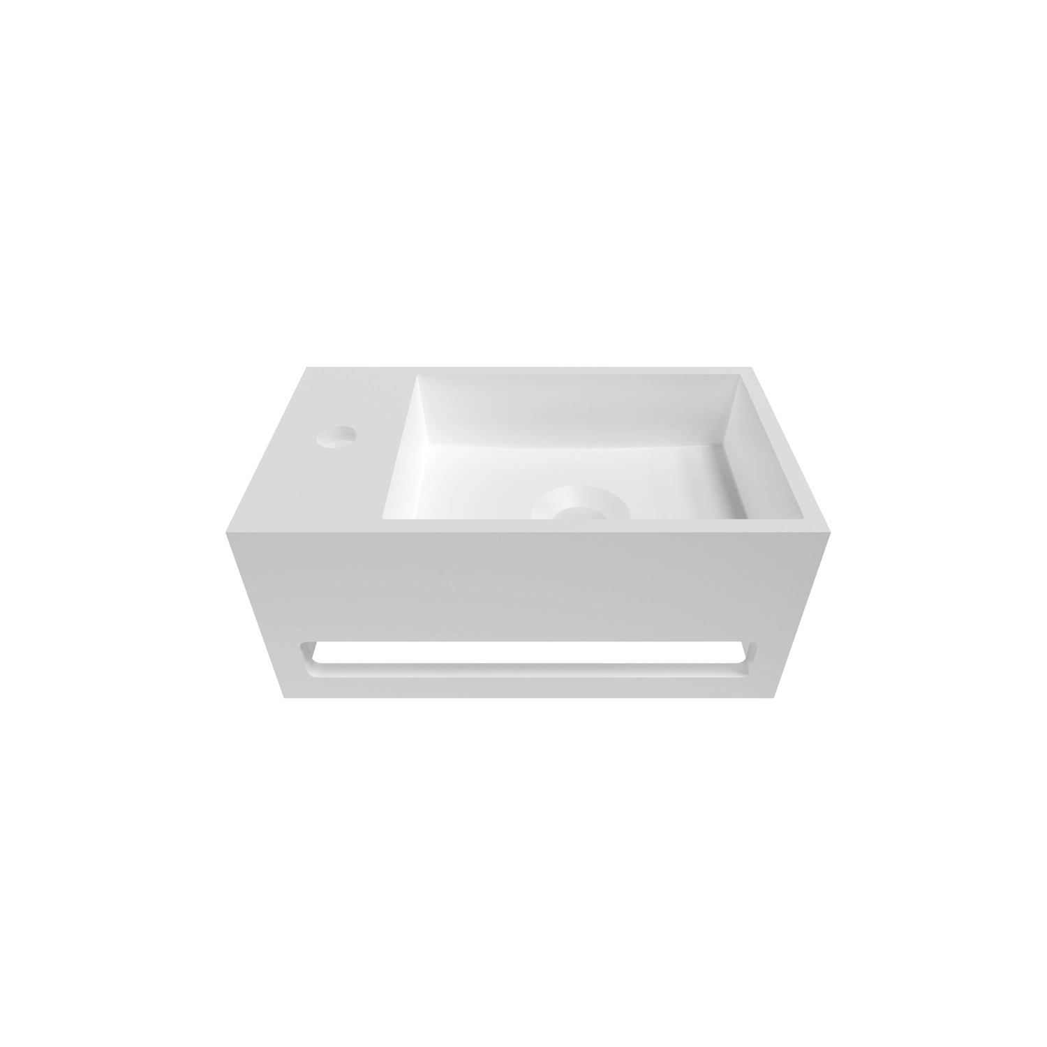 DutchLine-Solid.Surface-Fonteint-Met-Handdoekrek-Mat-Wit-356x203x159mm-P12311L-MW
